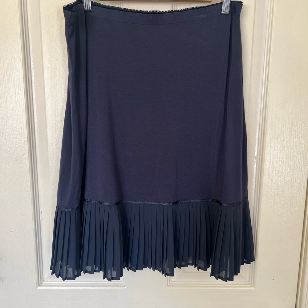 Myrine Antwerp Blue-Grey Pleated Hem Skirt Stretch Viscose Size Large